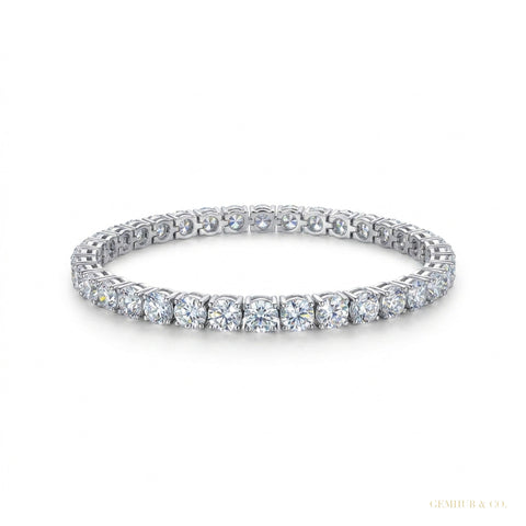 Round 5.75Ct GH/VS Certified Natural Diamond Women's Tennis Bracelet 14k Gold – white background main image