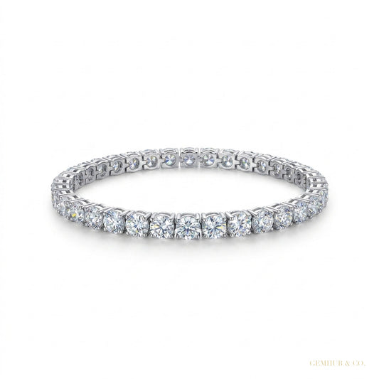Round 5.75Ct GH/VS Certified Natural Diamond Women's Tennis Bracelet 14k Gold – white background main image