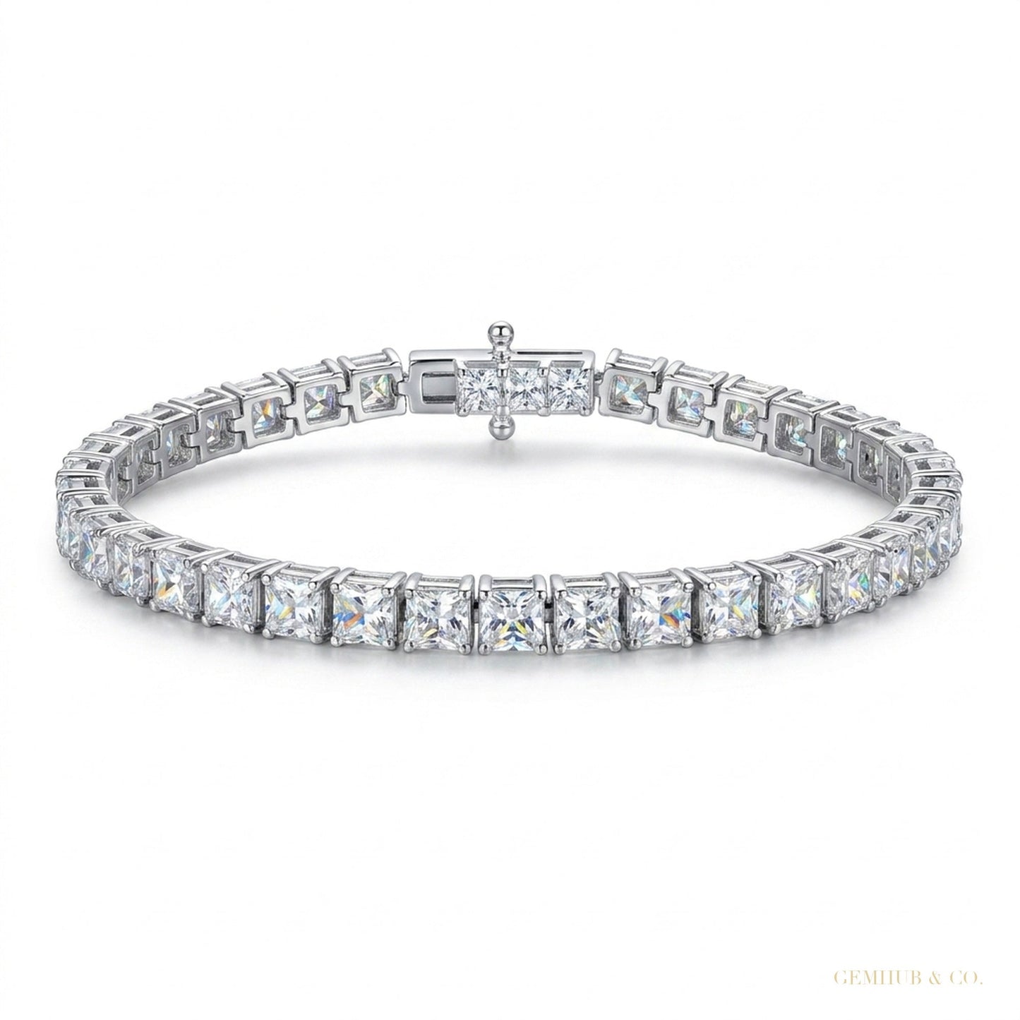 GH/SI 3Ct Round Certified Natural Diamond Women's Gift Tennis Bracelet 14k Gold – white background main image