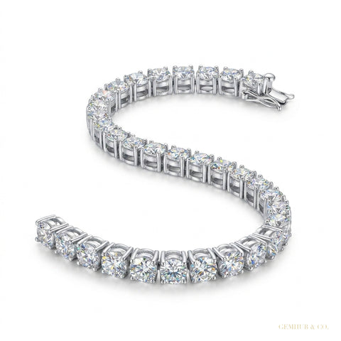 Men's 5.20Ct Certified Natural Diamond Tennis Bracelet 18Kt White Gold GH/SI – white background main image