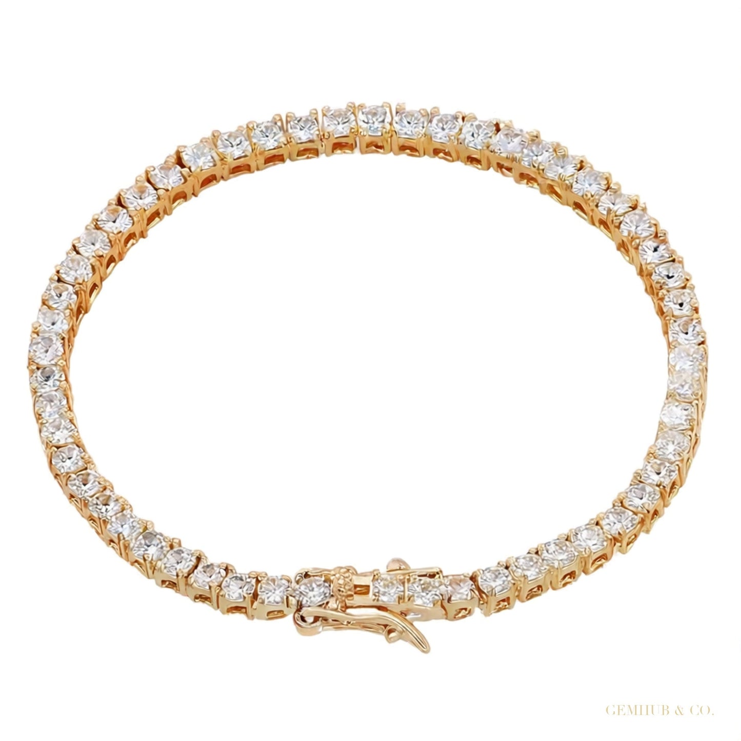 Certified 6.50Ct GH/VS Natural Diamond Tennis Bracelet For Her 14Kt Yellow Gold – white background main image