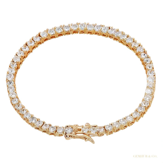 Certified 6.50Ct GH/VS Natural Diamond Tennis Bracelet For Her 14Kt Yellow Gold – white background main image