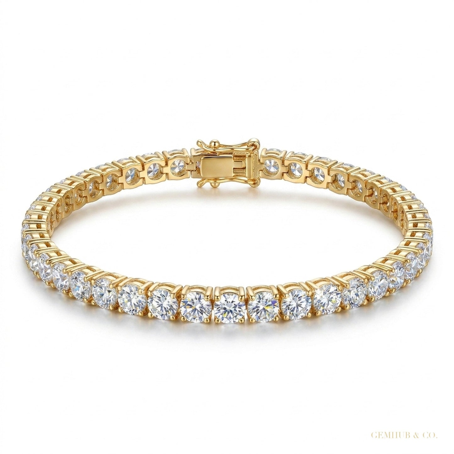 Elegant 14K Yellow Gold Natural Diamond Tennis Bracelet IGI Certified Daily Wear – white background main image