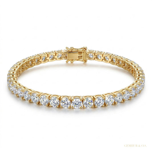 Elegant 14K Yellow Gold Natural Diamond Tennis Bracelet IGI Certified Daily Wear – white background main image