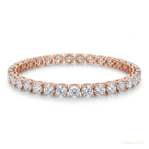 Martini Set Round Cut Natural IGI Diamond Tennis Chain Bracelet 14k Rose Gold – white background main image