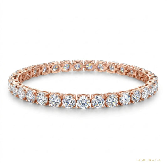 Martini Set Round Cut Natural IGI Diamond Tennis Chain Bracelet 14k Rose Gold – white background main image