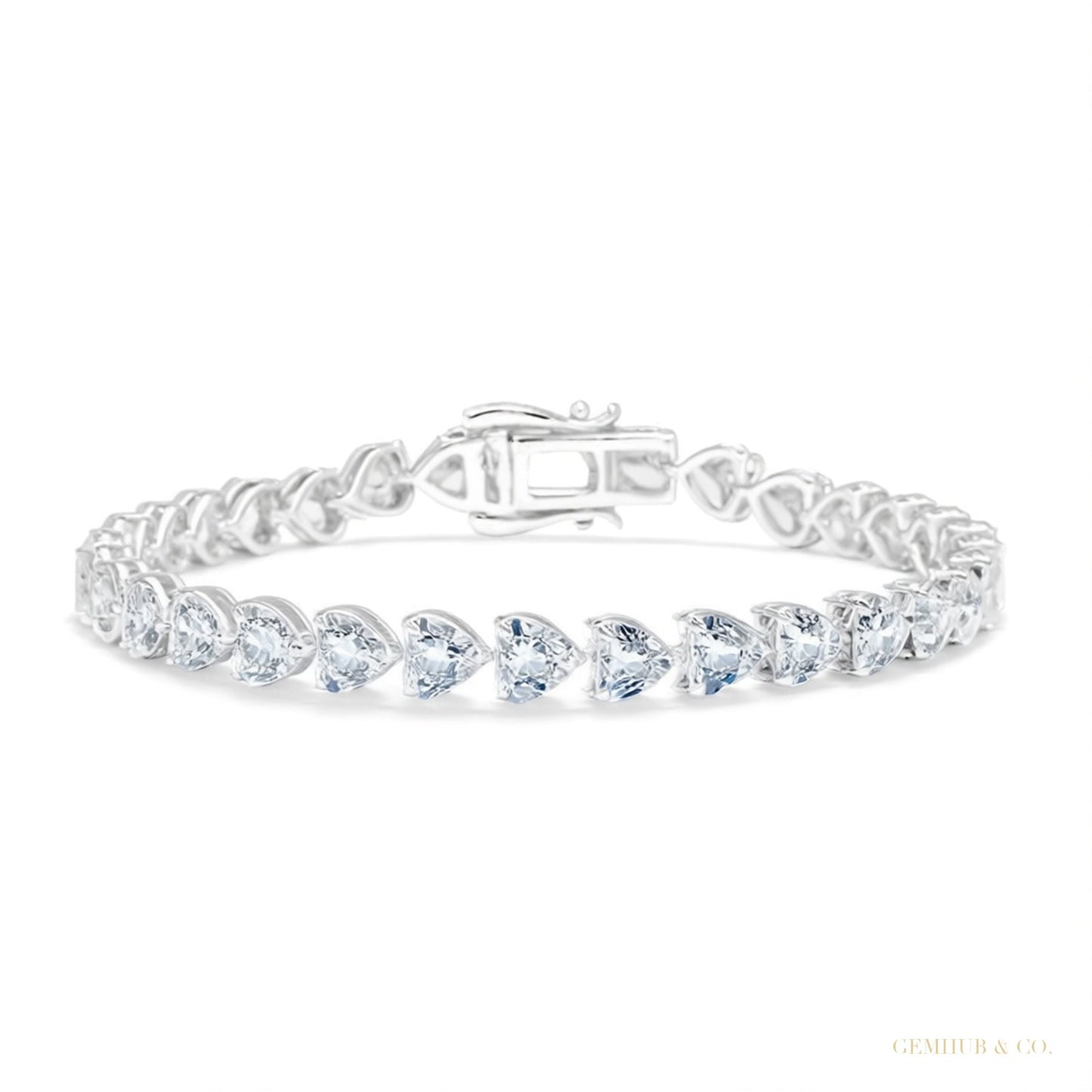 Certified Natural Green Emerald Round Tennis Bracelet Daily Wear 14k White Gold – white background main image