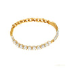 Natural Diamond Christmas Special 14K Yellow Gold Round Shape Cut Natural Charm Tennis Bracelet – white background main image