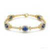 Certified Oval Cut Natural Sapphire & Diamond Chain Tennis Bracelet 14k Gold – white background main image