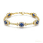 Certified Oval Cut Natural Sapphire & Diamond Chain Tennis Bracelet 14k Gold