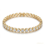 Bezel Round Certified Lab-Grown 8Ct Diamond Tennis Bracelet 14k Yellow Gold – white background main image