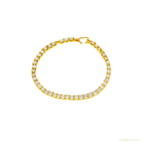 Sparkling Natural GH/VS Diamond 14k Gold 3Ct Round Cut Women's Tennis Bracelet – white background main image