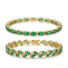 Marquise Cut Natural Emerald & Diamond Flower Tennis Bracelet 14k Yellow Gold – white background main image