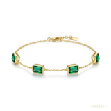 5Ct Certified Natural Green Emerald Bezel Set Tennis Chain Bracelet in 14k Gold – white background main image