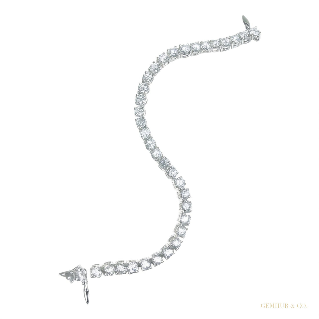 Sparkling 7Ct Certified Natural Diamond Tennis Bracelet 14Kt White Gold Round – white background main image