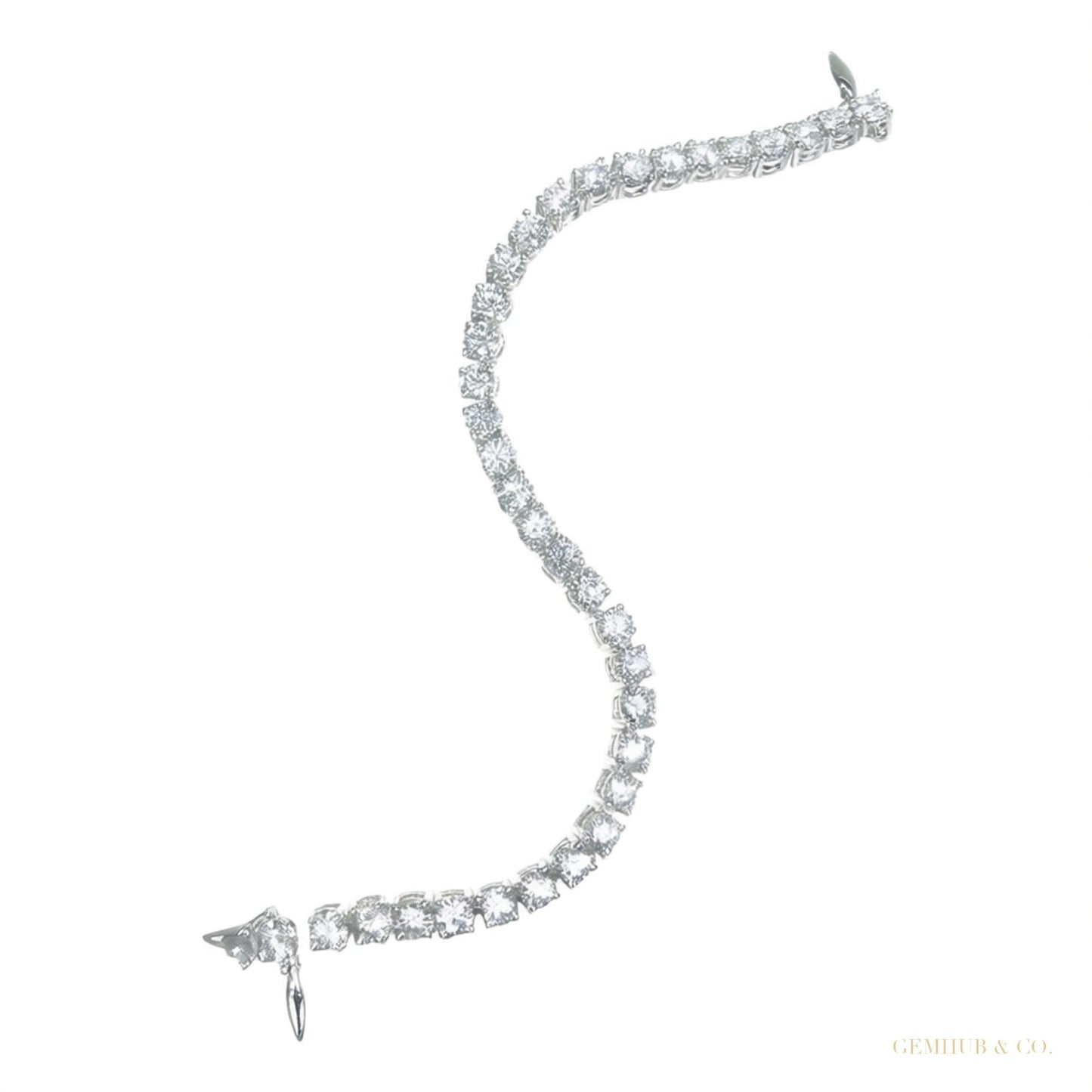 Sparkling 7Ct Certified Natural Diamond Tennis Bracelet 14Kt White Gold Round – white background main image