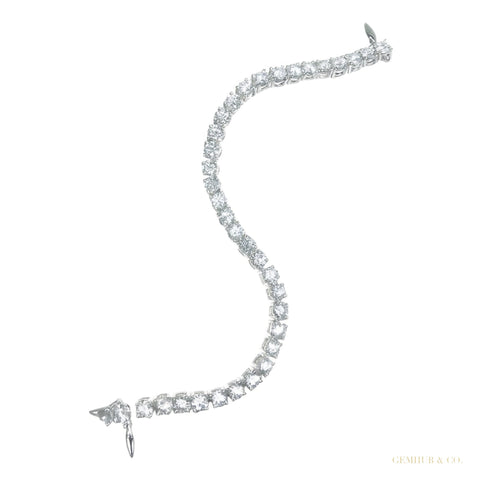 Sparkling 7Ct Certified Natural Diamond Tennis Bracelet 14Kt White Gold Round – white background main image