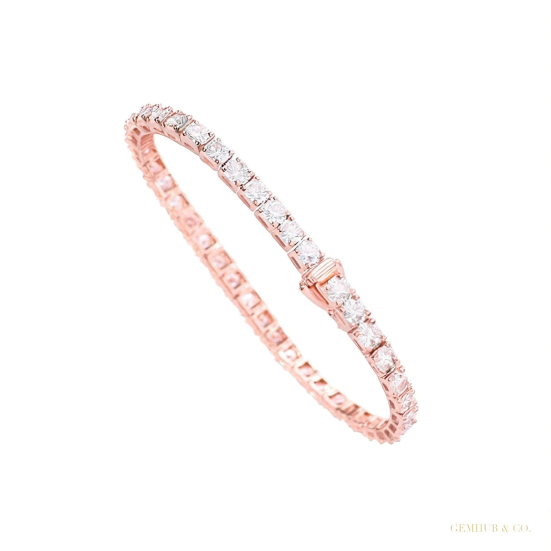 Round Cut 4.50CT IGI Certified Natural Diamond Tennis Bracelet 14K Yellow Gold – white background main image