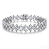 Solid 14K White Gold Round-Cut Certified Natural Diamond Tennis Bracelet Gift – white background main image
