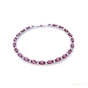 Natural Oval Cut Red Ruby & Round Diamond 14k White Gold Wedding Tennis Bracelet