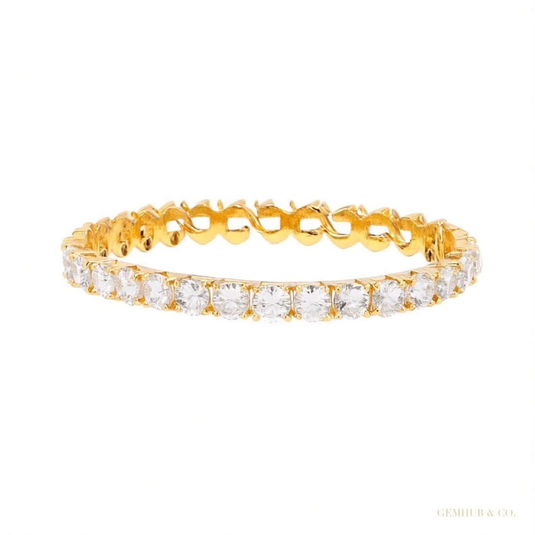 9.30Ct Round Cut Sparkling Natural Diamond Tennis Bracelet 14k Gold Certified – white background main image