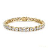 Tennis Bracelet 5Ct Round GH SI Natural Diamond 14K Yellow Gold Wedding Proposal – white background main image