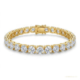 Solid 14k Yellow Gold 6CT Round Cut GDGL Natural Diamond Tennis Bracelet – white background main image
