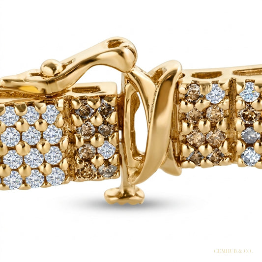 Round Cut Genuine Lab-Grown Diamond 9CT Statement Men's Bracelet 14k Yellow Gold – white background main image