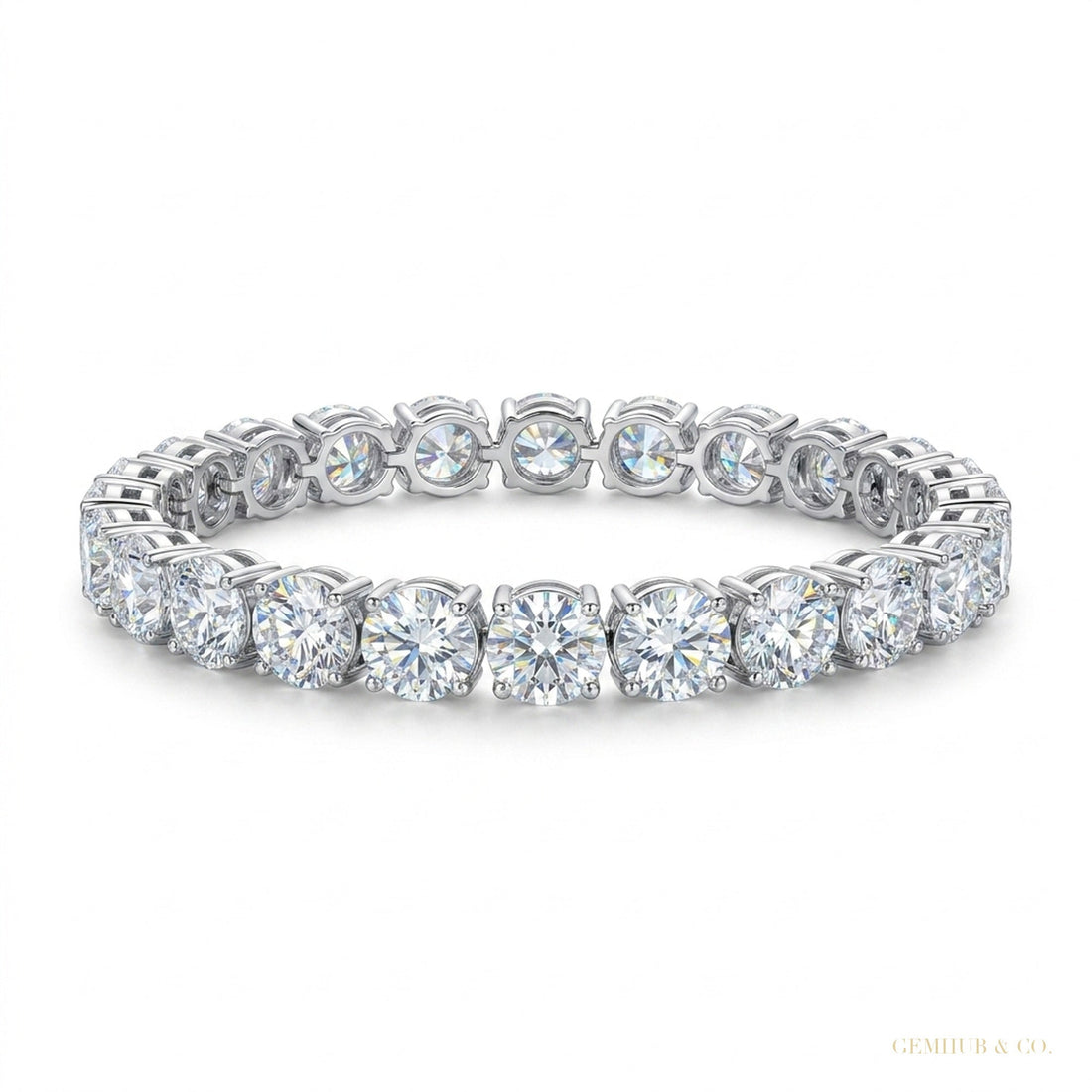 9.50Ct Round Certified Natural Diamond Tennis Bracelet 14k White Gold GIA Passed – white background main image
