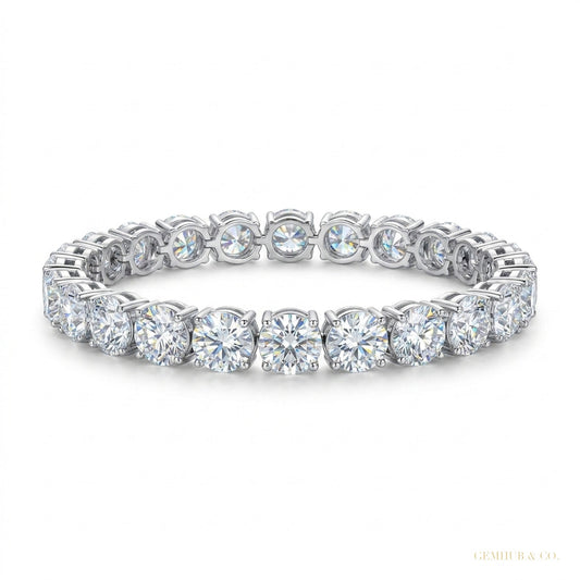 9.50Ct Round Certified Natural Diamond Tennis Bracelet 14k White Gold GIA Passed – white background main image
