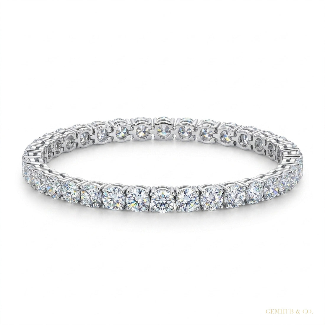 6.20Ct Round Cut GH/VS Natural Diamond Tennis Bracelet Engagement Gift 14k Gold – white background main image