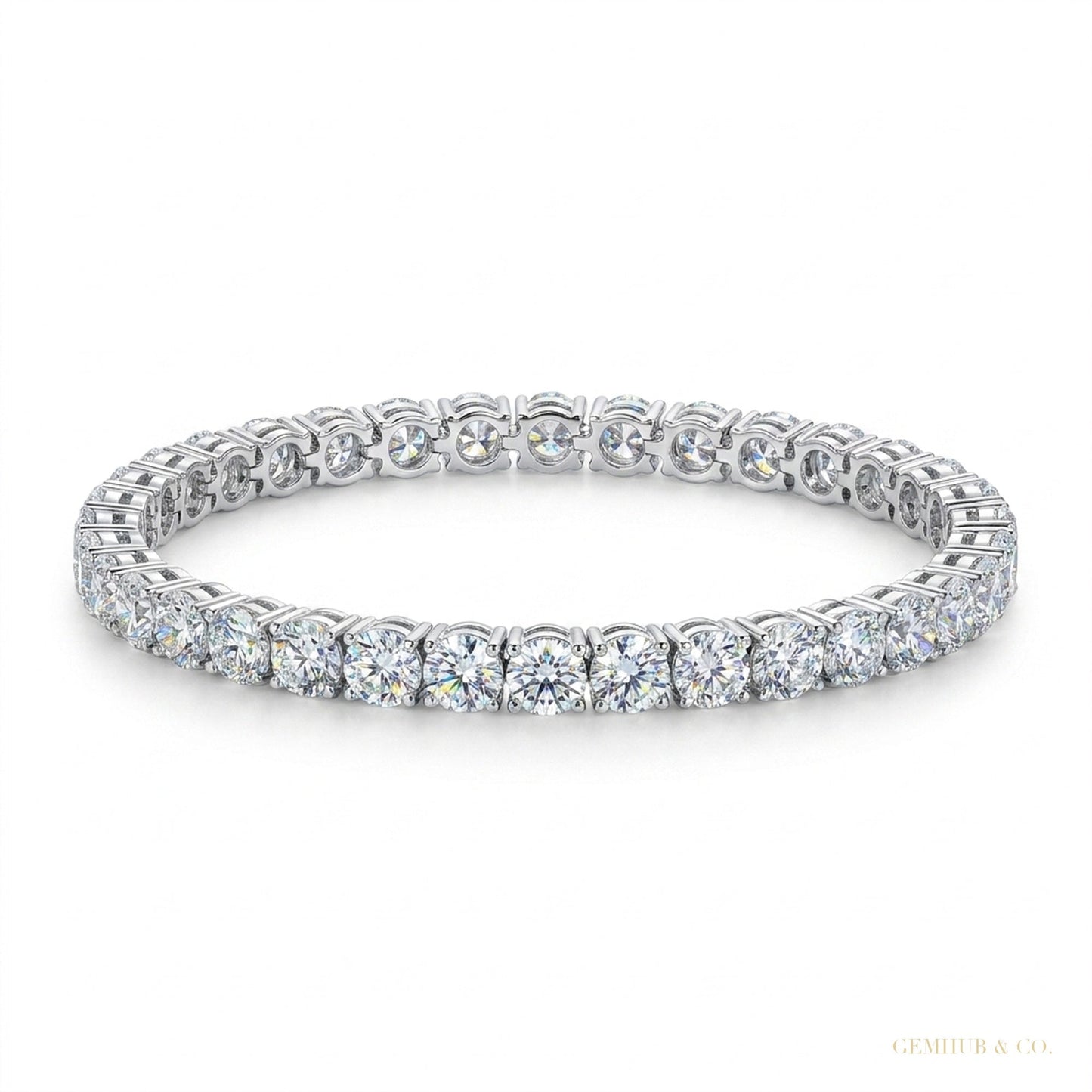 6.20Ct Round Cut GH/VS Natural Diamond Tennis Bracelet Engagement Gift 14k Gold – white background main image