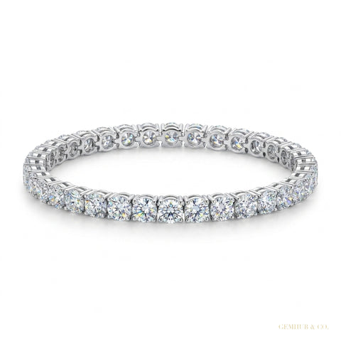 6.20Ct Round Cut GH/VS Natural Diamond Tennis Bracelet Engagement Gift 14k Gold – white background main image