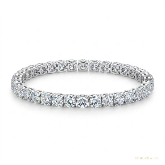 6.20Ct Round Cut GH/VS Natural Diamond Tennis Bracelet Engagement Gift 14k Gold – white background main image