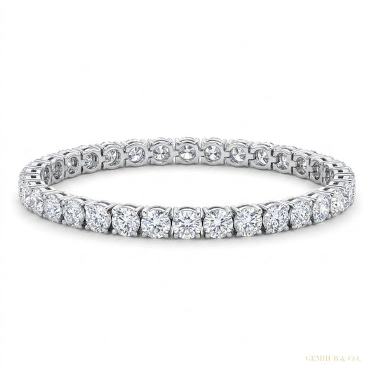 5Ct Round Cut GH/VS Natural Diamond Tennis Bracelet Birthday Gift 14k White Gold – white background main image