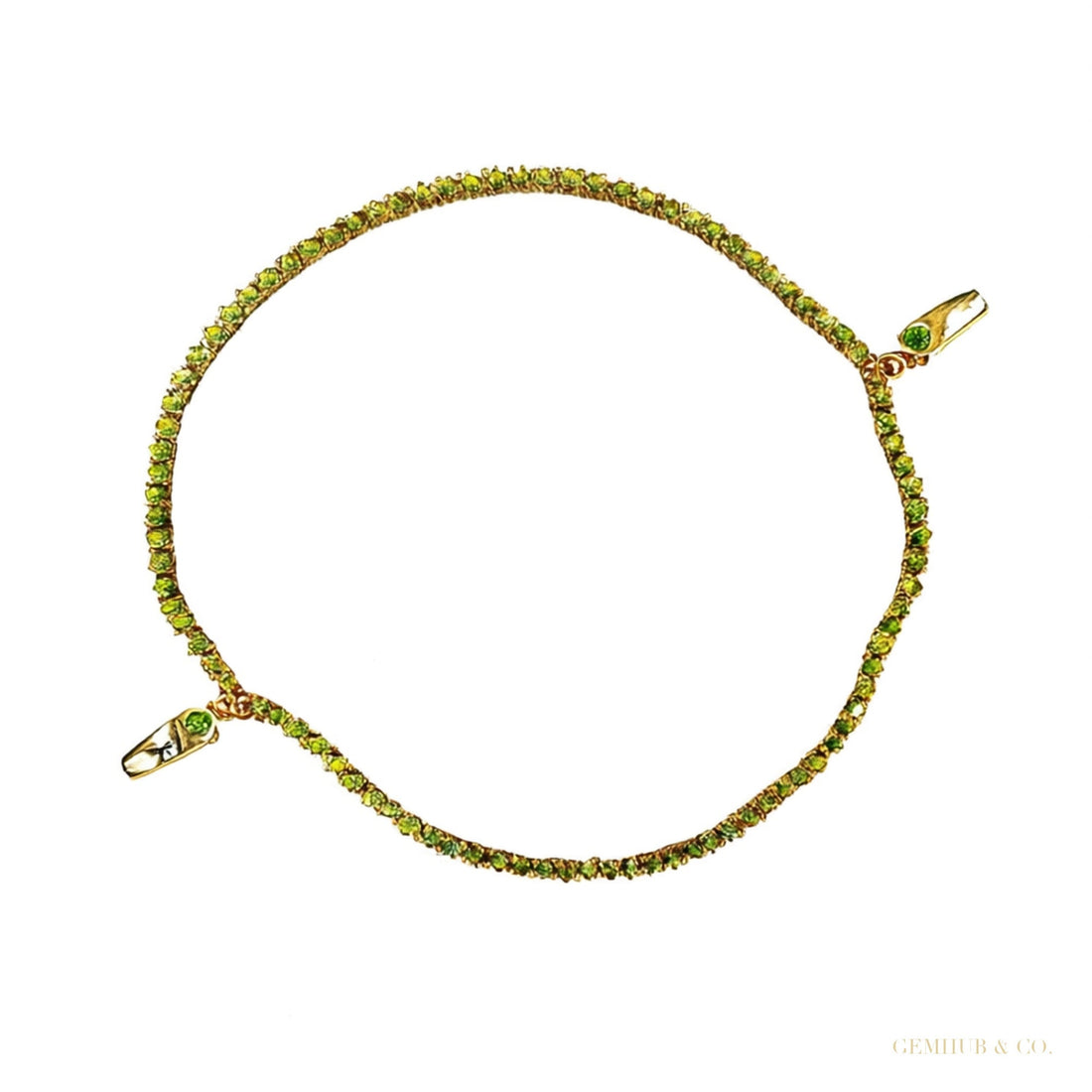 UGL Certified Natural Green Emerald Round Tennis Bracelet Daily Wear 14k Gold – white background main image