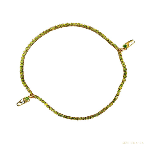 UGL Certified Natural Green Emerald Round Tennis Bracelet Daily Wear 14k Gold – white background main image
