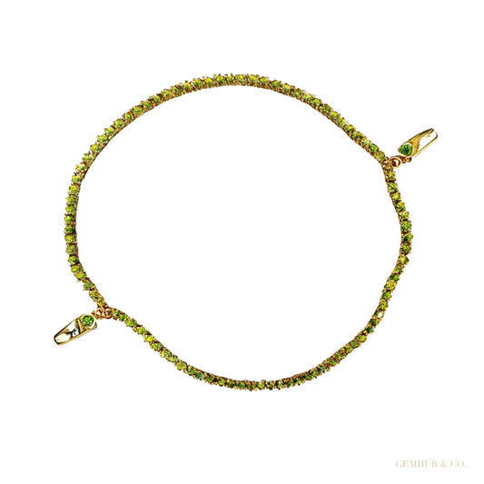 UGL Certified Natural Green Emerald Round Tennis Bracelet Daily Wear 14k Gold – white background main image