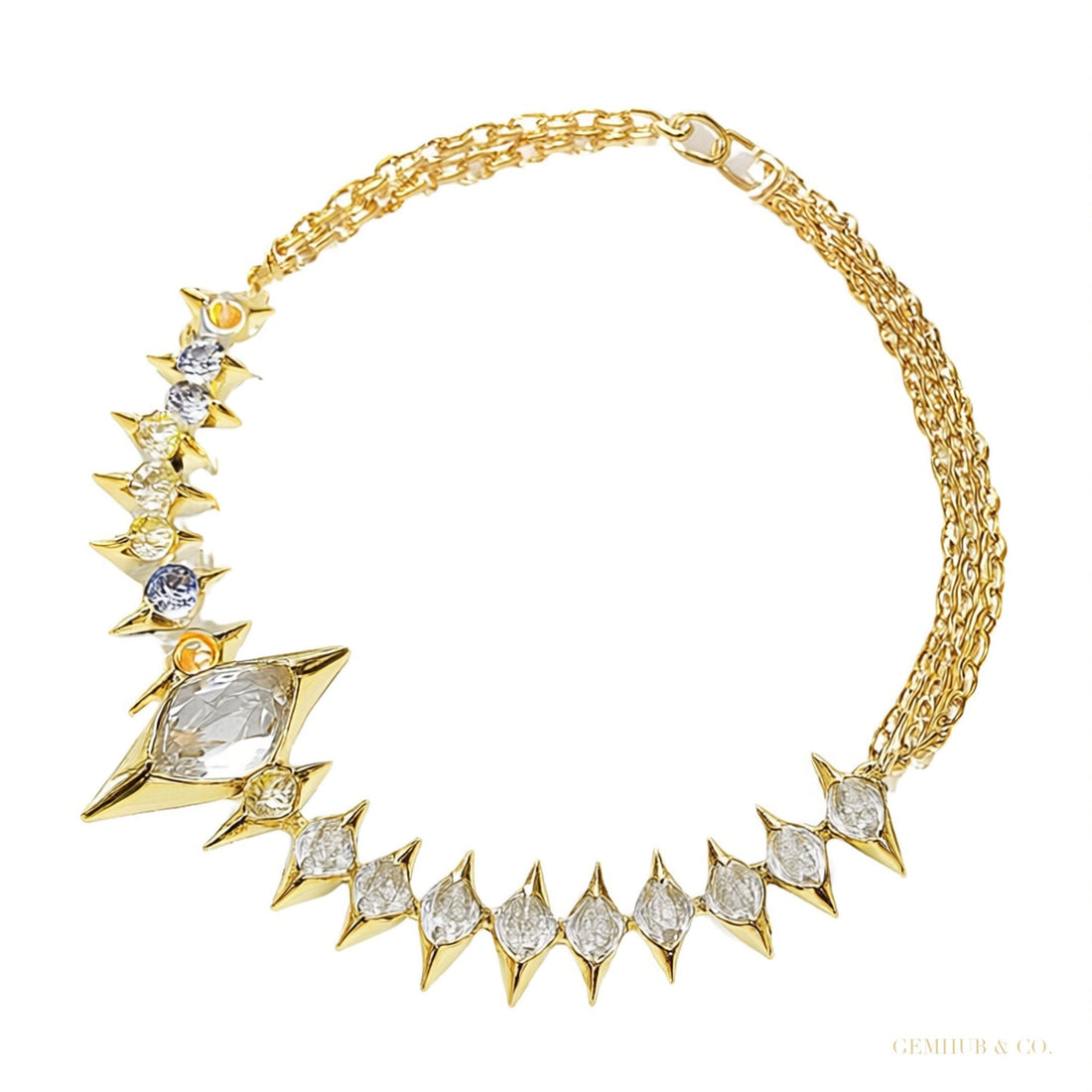 H-I-J/I1-I3 14k Yellow Gold 3.00CT Round Cut Natural Diamond Tennis Bracelet – white background main image