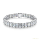 Unique Design Tennis Bracelet 14K White Gold Emerald Cut 12Ct Lab Grown Diamond – white background main image