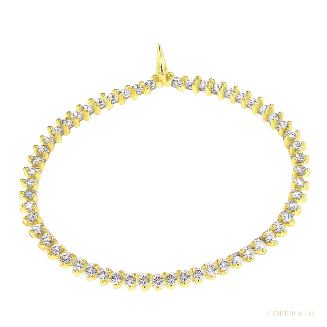 Certified Round Cut Lab-Grown/CVD 4.25Ct Diamond Tennis Bracelet 14K Yellow Gold – white background main image