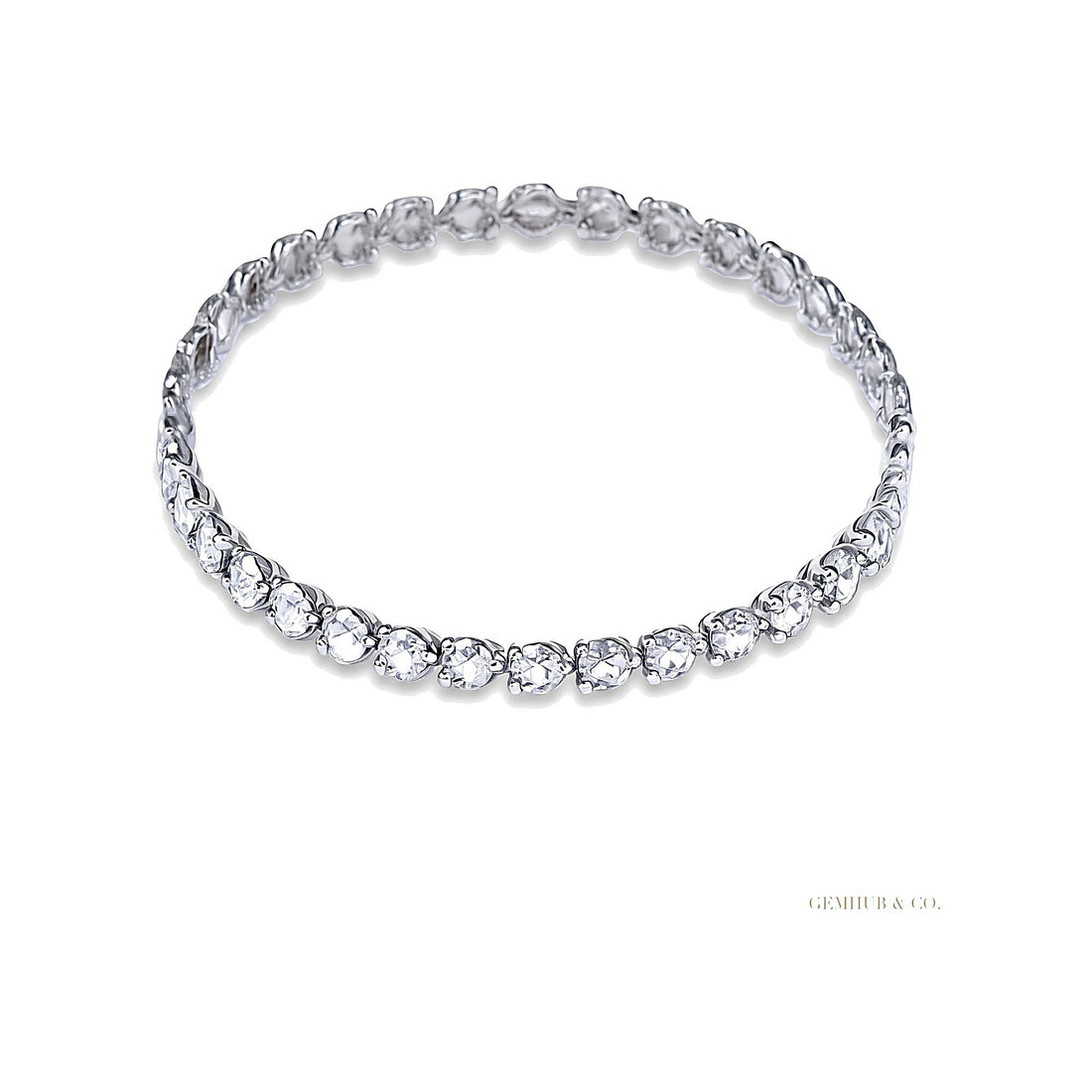 Certified Lab-Grown Diamond Birthday Propose Gift Tennis Bracelet 14k White Gold – white background main image