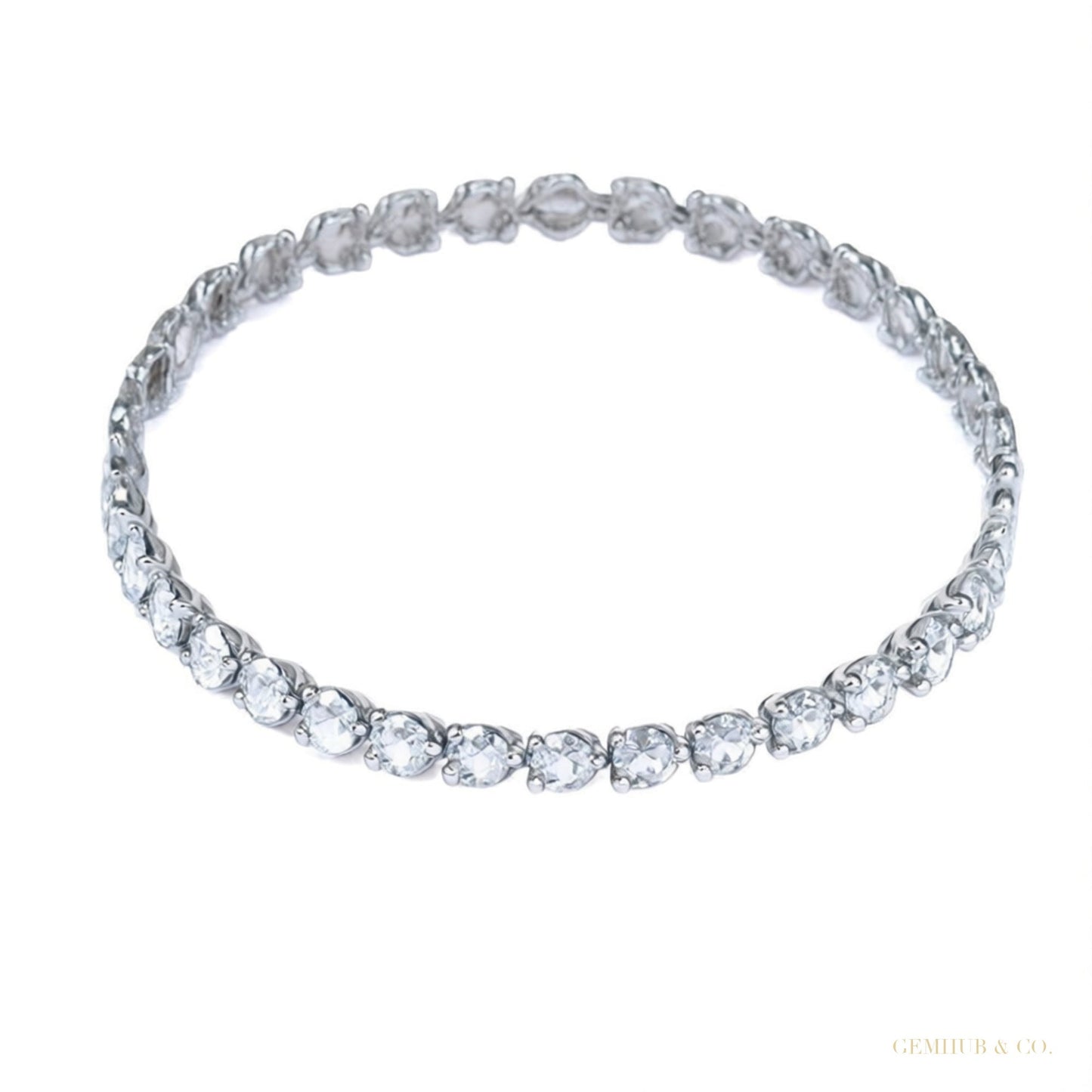 Certified Lab-Grown Diamond Birthday Propose Gift Tennis Bracelet 14k White Gold – white background main image