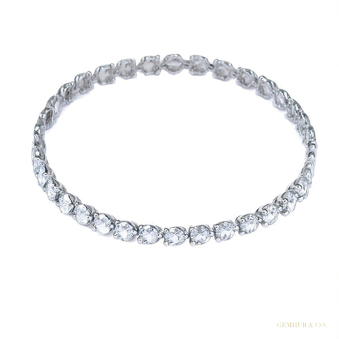 Certified Lab-Grown Diamond Birthday Propose Gift Tennis Bracelet 14k White Gold – white background main image