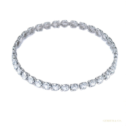 Certified Lab-Grown Diamond Birthday Propose Gift Tennis Bracelet 14k White Gold – white background main image