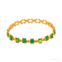 Natural Green Emerald & Diamond Women's Tennis Bracelet Solid 14k Yellow Gold