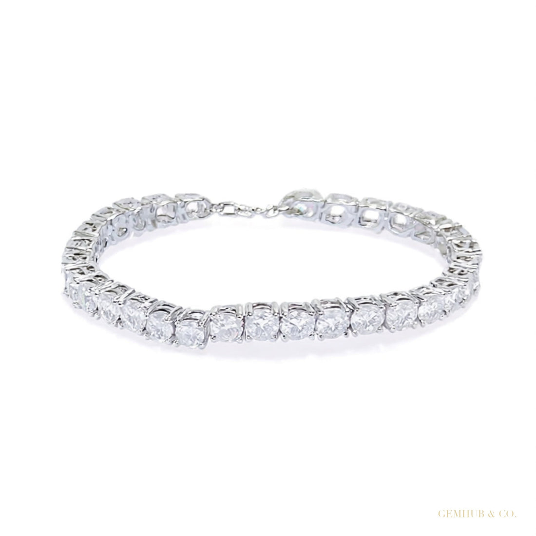 Luxury Bridal Tennis Bracelet Wedding Gift 14K White Gold Round Natural Diamond – white background main image