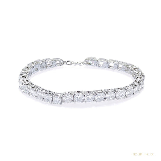 Luxury Bridal Tennis Bracelet Wedding Gift 14K White Gold Round Natural Diamond – white background main image