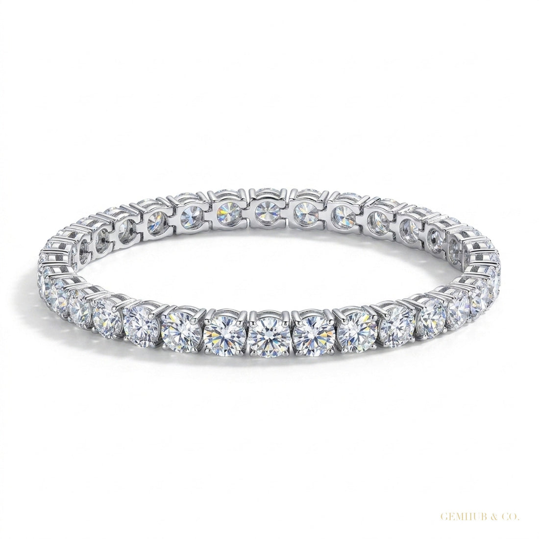 Certified 4.95Ct Round Natural Diamond Exquisite Tennis Bracelet 14k Gold GH/VS – white background main image