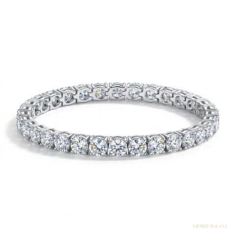 Certified 4.95Ct Round Natural Diamond Exquisite Tennis Bracelet 14k Gold GH/VS – white background main image